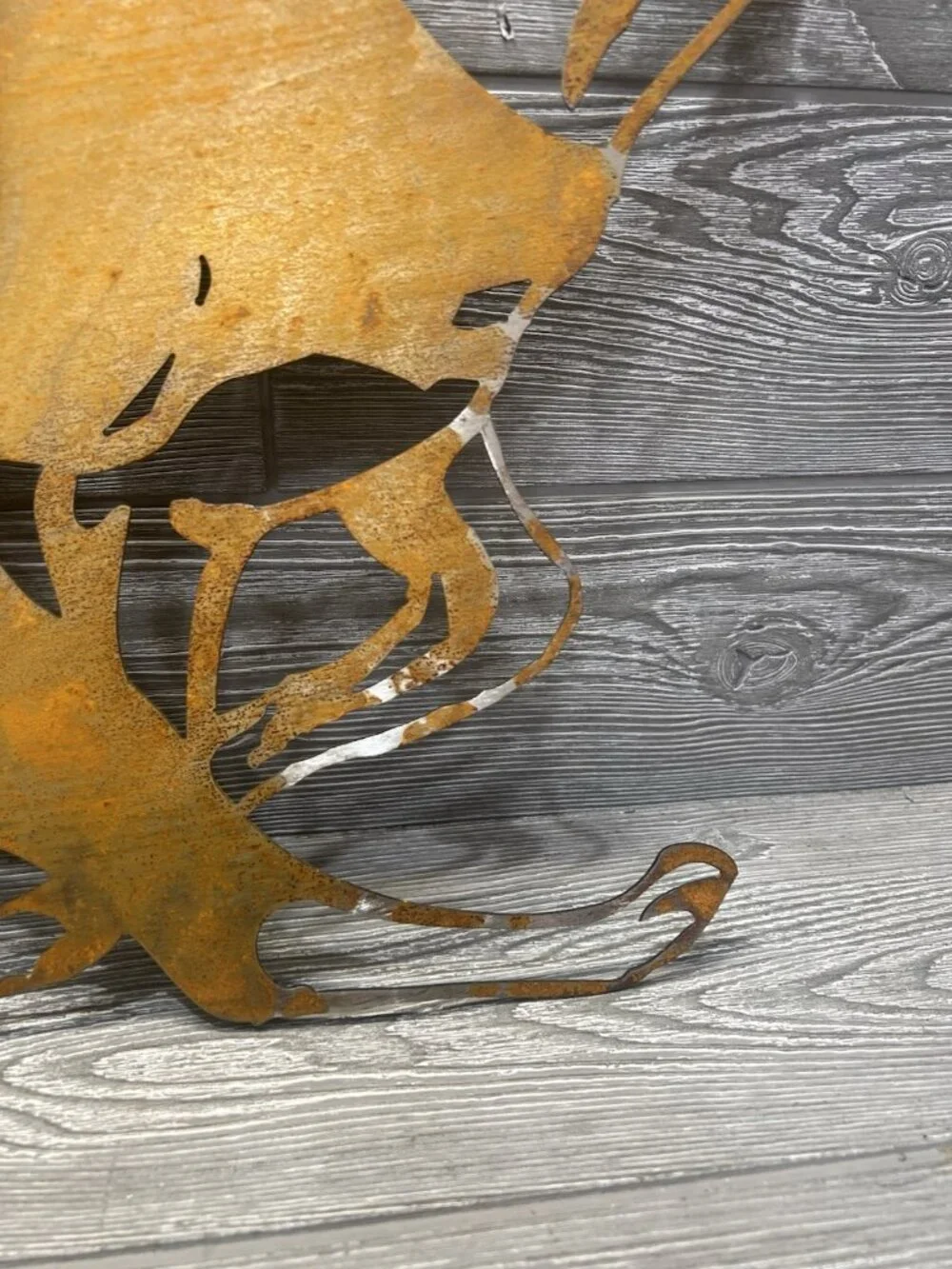 Large Rusty Metal Running Dog Cut Out Wall Art Rustic Decor 29” X 16”
